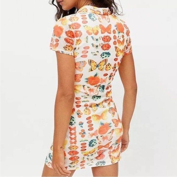 Urban Outfitters Riko‎ Mesh Orange Butterfly Dress - Picture 2 of 13